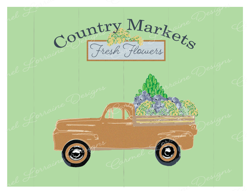 Vintage Truck Print loaded with Fresh Flowers