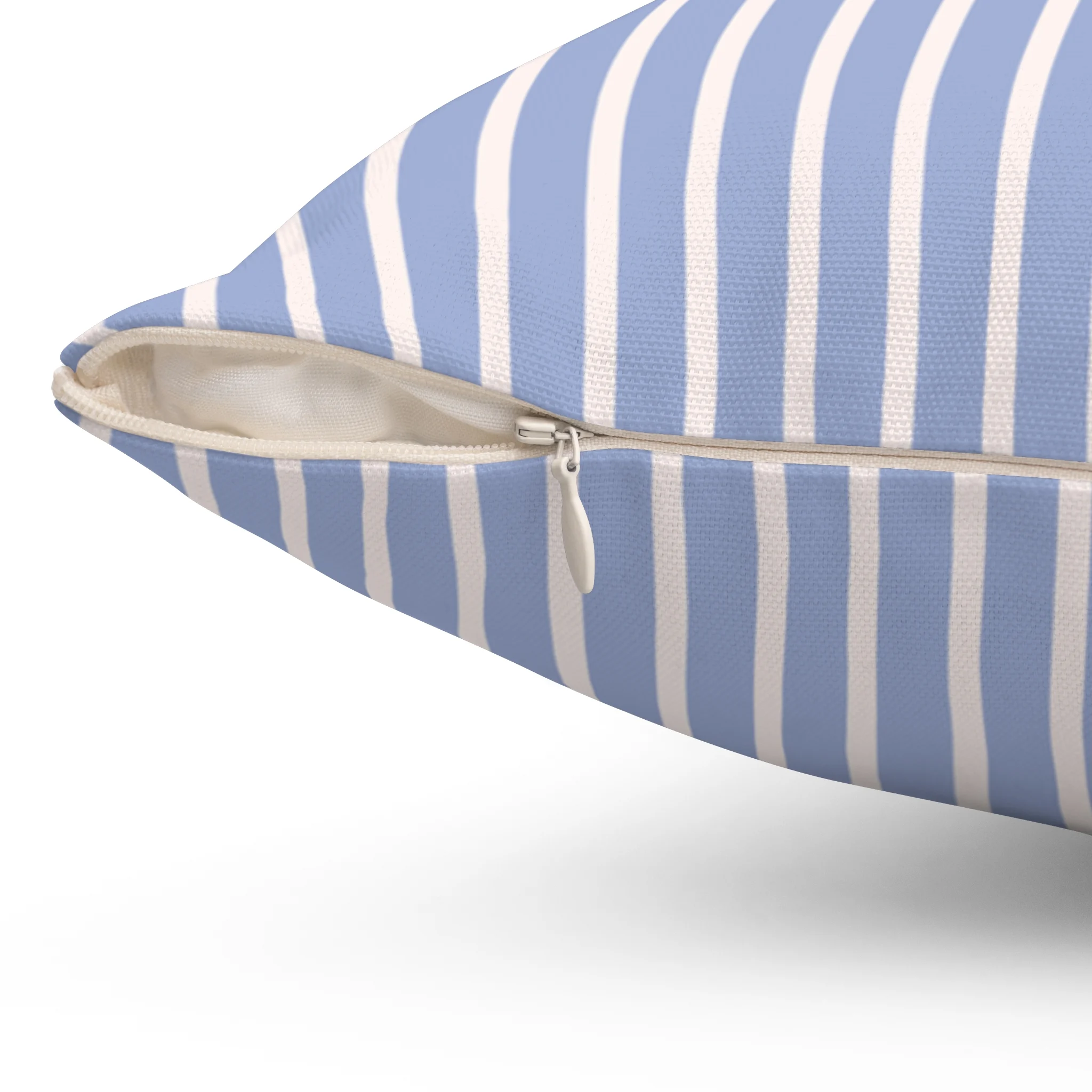 Blue Finch Striped Decorative Pillow featuring calming blue and soft pink stripes, designed for a refined and cozy home decor accent.