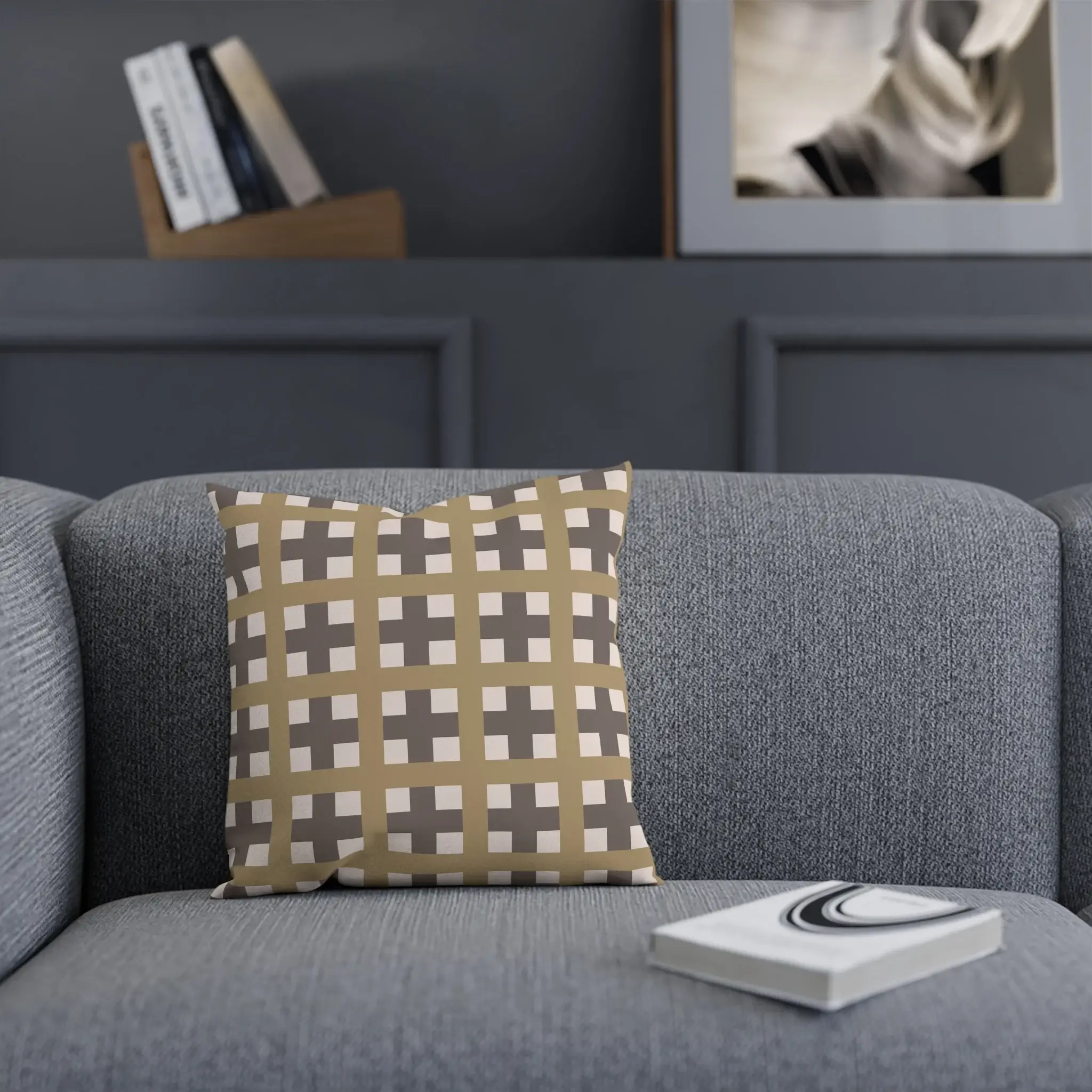 Mocha Mousse Plaid Cotton Cushion - Image 4