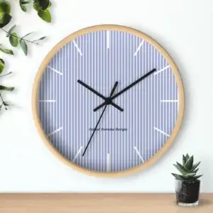 Blue Finch Striped Wall Clock