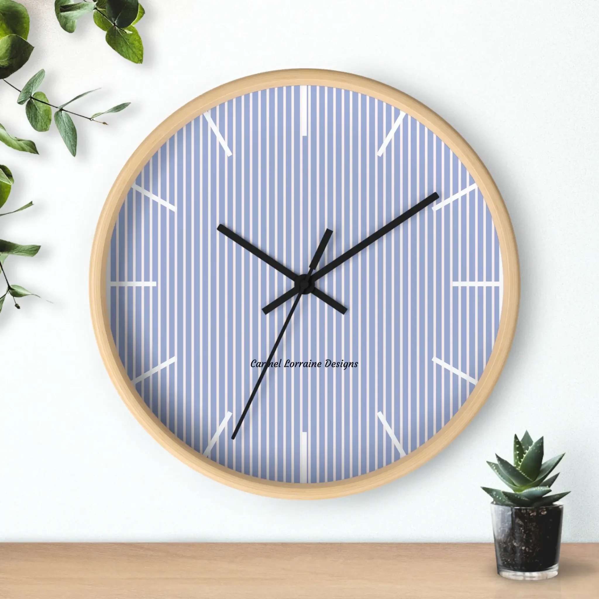 Blue Finch Striped Wall Clock
