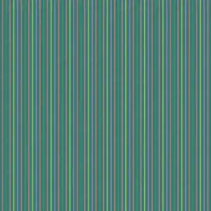Striped pattern featuring warm Autumn-inspired tones of dusky pink, lavender, golden lime, peach, and earthy green on a deep teal background.